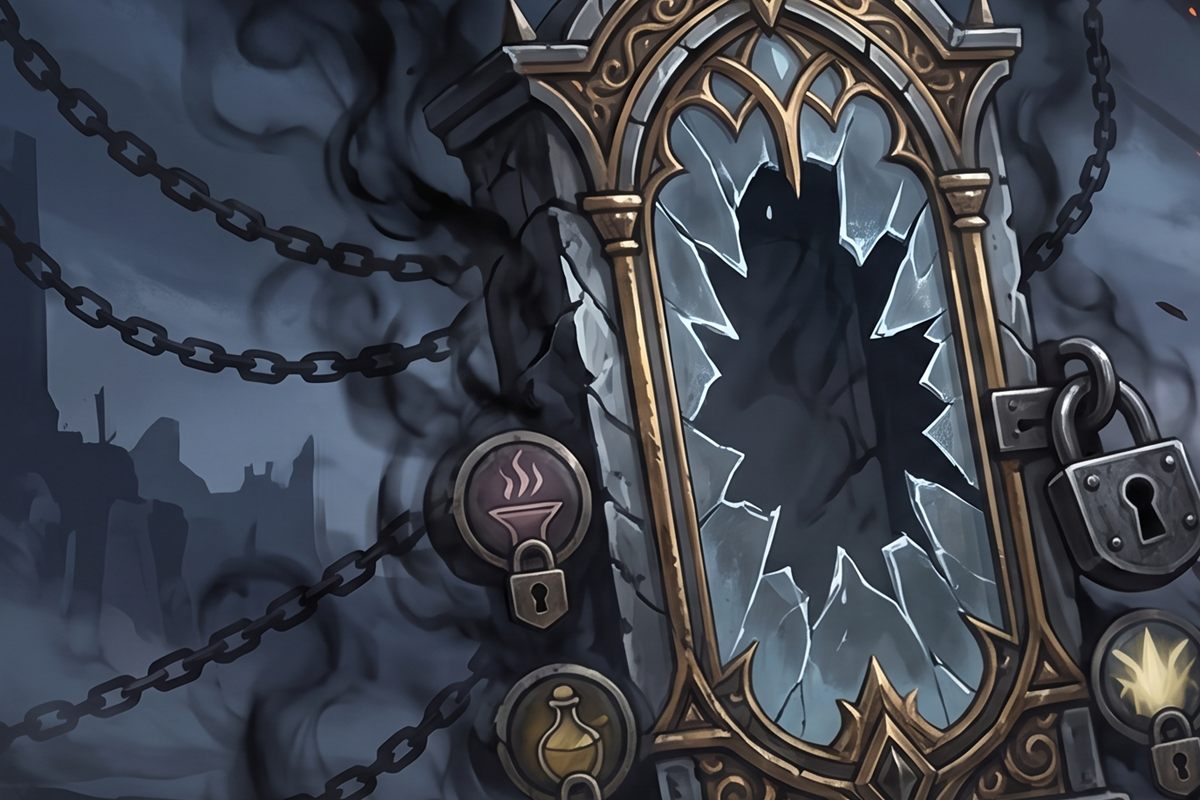 The power gauge broken, shards of glass and demons in the flames.