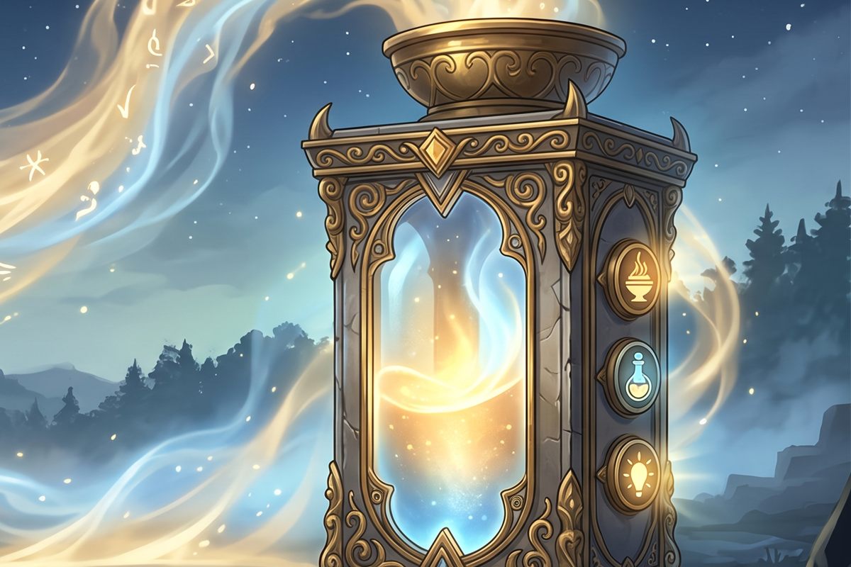 A golden censer and the smoke of incense rising above the valley.
